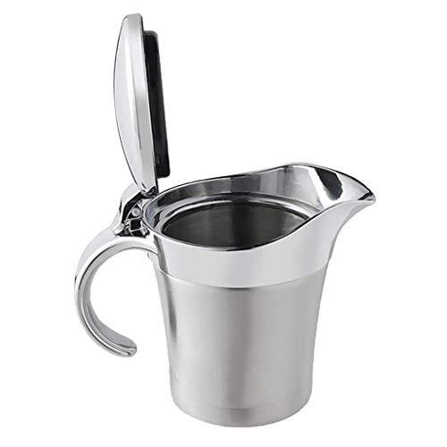 Double Insulated Gravy Boat - Stainless Steel Sauce Jug with Hinged Lid Hinge...