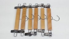 6 Jeans Pants Clothes Adjustable Hangers Wood Wooden