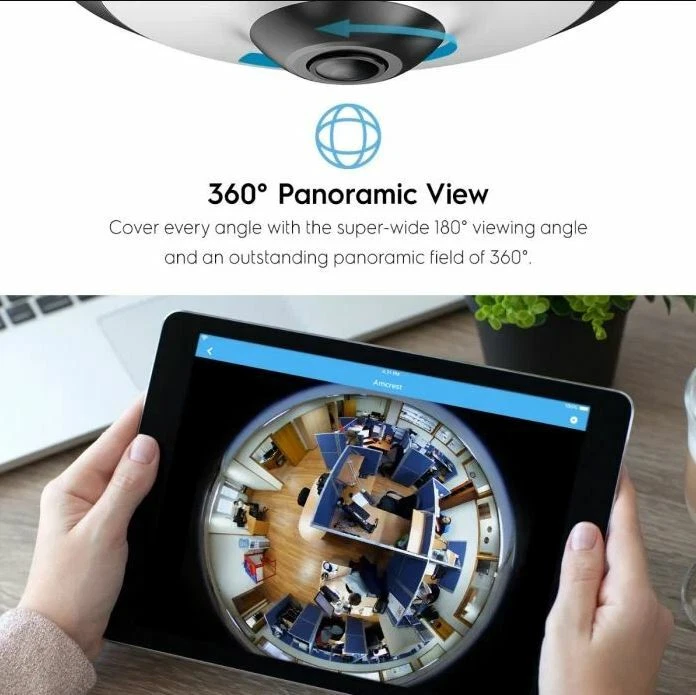Amcrest 5MP IP Camera POE Security Indoor Dome IP5M-F1180EW 360° Indoor Fisheye - Image 3 of 4