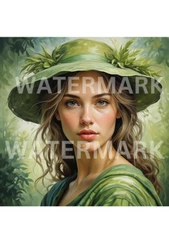 Digital Image Picture AI Art Portrait Green Woman Painting Desktop Photo