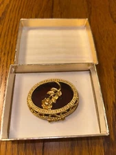 Vtg Max Factor Perfume Compact Creme Hypnotique Gold colored Rose With box