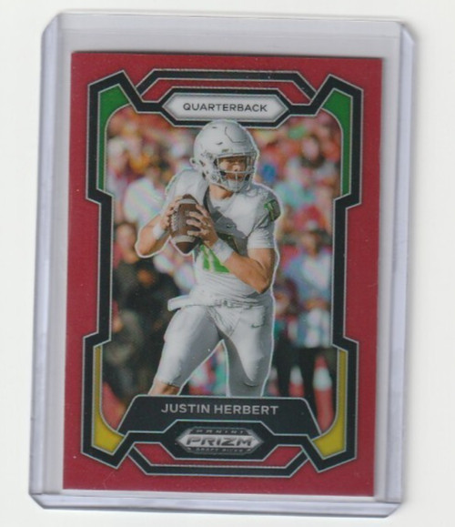 2024 Panini Prizm Draft Picks Justin Herbert Red Prizm #69 201/299
