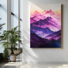Colorful Watercolor Mountain Landscape Canvas, Watercolor Mountain Poster Print.