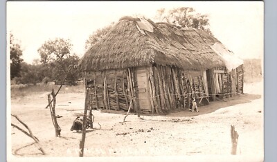 ''A TYPICAL MEXICAN HOME'' c1920 real photo postcard rppc mexico mx hut house