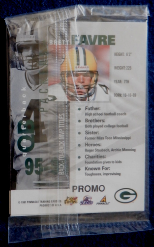Pinnacle Inside NFL 4 card promo pack sealed 1997, Aikman, Marino, Favre - Picture 2 of 2