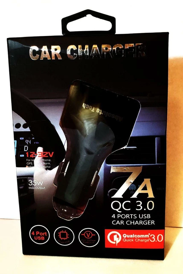 Cargador Coche 4 Puertos USB Rápido 3.0 Adaptador para iPhone Ipad Samsung Todos los Modelos Foto 4 de 4