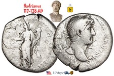 Ancient Roman Empire Coin Silver Denarius Hadrian 117 - 138 AD Authentic #30799