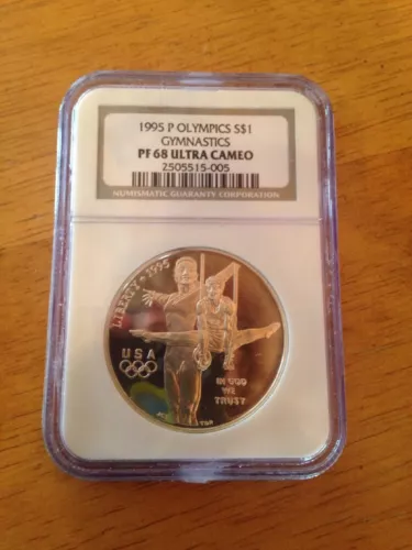 1995P NGC PF 68 Ultra cameo Olympics Gymnastics Silver Dollar commemorative