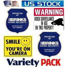 4 Lot Home Window security Brinks Alarm Waterproof Camera Warning Stickers Sign