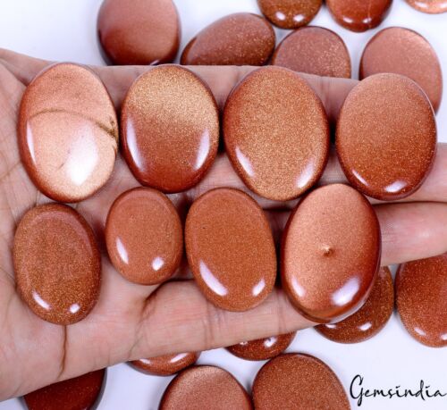 1640 Ct. Natural Sunstone Untreated 25-39mm Loose Cabochon Glittering Gemstones - Picture 1 of 6