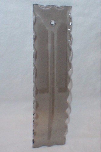 BEVELED CURVED GLASS CHANDELIER PANEL, GRAY SMOKED, 9-1/4", 2-1/4”, VINTAGE 70S  - Picture 1 of 5