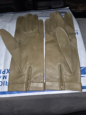 Doris Day Owned  Worn wrist length green leather gloves stylist Sydney Guilaroff