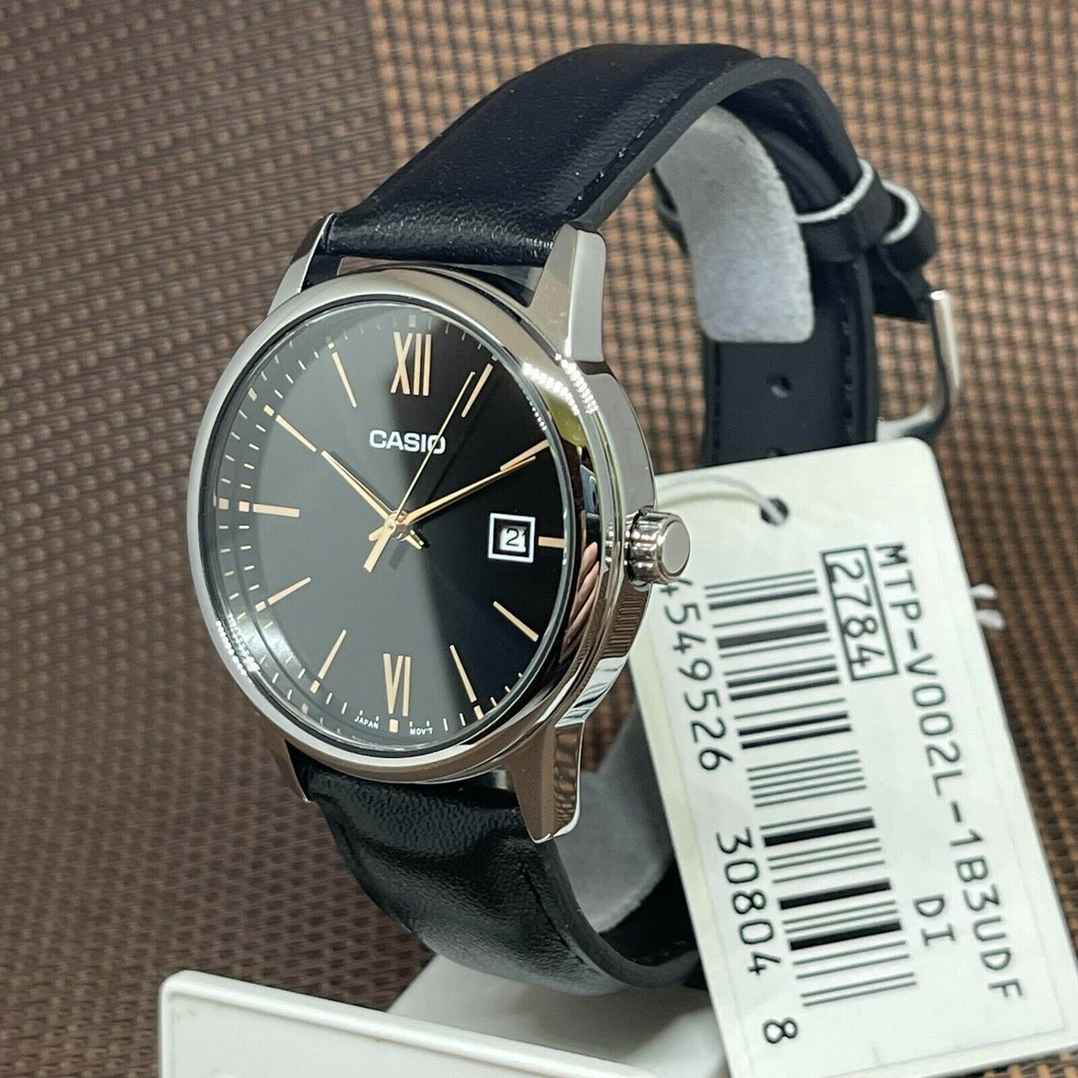 Casio MTP-V002L-1B3 Analog Black Leather Classic Roman Numeral