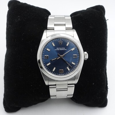 Rolex Oyster Perpetual 77080 Stainless Steel Blue Dial Watch 31mm