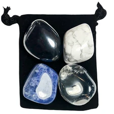 ACTIVE LISTENING Tumbled Crystal Healing Set = 4 Stones + Pouch + Card