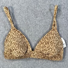 Aerie Triangle Bikini Top Size Large Jacquard Scrunchie Brown Swimsuit New