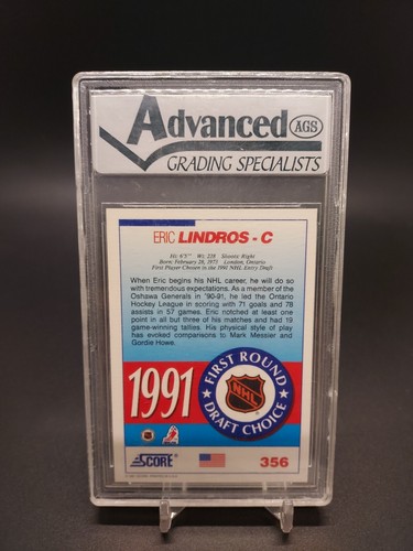 1991-92 Score Hockey Eric Lindros Rc #356 AGS Grades 9 Mint ๐ฅ๐ - Picture 2 of 2