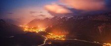 Landscape mountains city lights nature switzerland Custom Gaming Mat Desk