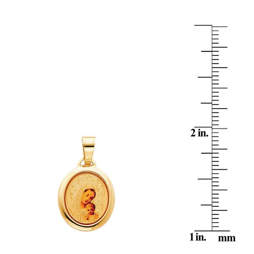 Collar Colgante Virgen y Niño Jesús Esmaltado Oro Amarillo 14k Genuino 16" a 22" - Imagen 3 de 16