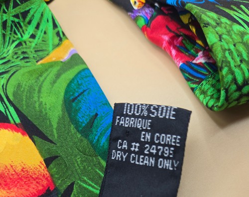 Colorful Safari Jungle Print 100% Silk Handmade Men's Tie by Addiction, EUC - Picture 6 of 6