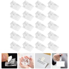 20pcs Clear Transparent Name Tag Clip Sticky Clips for Outdoor Office Cards Home