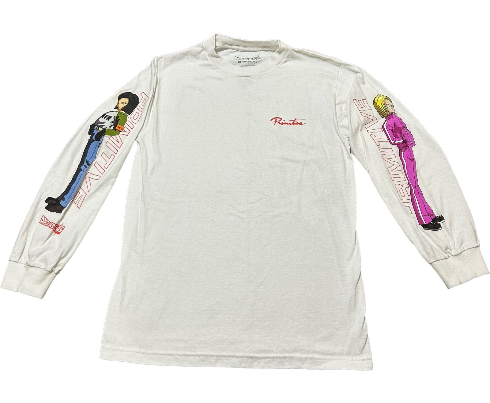 Dragon Ball Z Unisex Small White Long Sleeve Cartoon Logo Sweatshirt