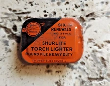 Vintage Metal Tin SHURLITE Torch Lighter 2501X with 5 renewals - free shipping