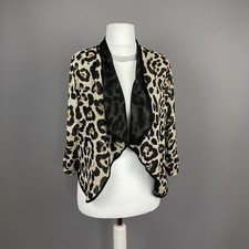 Izabel Size 10 Chiffon Bolero Jacket Lightweight Cover Up Black Animal Print