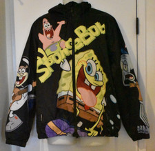 Men's Members Only SpongeBob Nickelodeon Full Zip Jacket Black Size L
