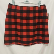 Old Navy Mini Skirt Women Sz 6 Red Buffalo Plaid Exposed Zipper Lined