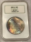 1883 O Morgan Silver Dollar Ngc MS65 Rainbow Gem Bu Old Fat Holder Ogh Star