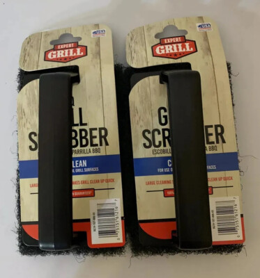 Lot 2 Expert Grill Heavy Duty Barbecue Grill Hand Scrubber BBQ Cleaning Brush 6''