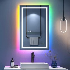 LED Bathroom Mirror Vanity RGB Multicolor Backlit  Adjustable Front-Lighted NEW