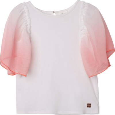 Carrement Beau Mädchen Kurzarm Dip Dye Top in Weiß Ecru
