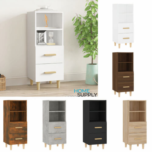 Modern Wooden Narrow Sideboard Storage Cabinet Unit With 2 Drawers Shelves Wood - Picture 1 of 63