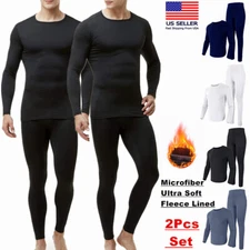 Men Microfiber Ultra Soft Fleece Thermal Long Johns Underwear Top & Bottom Set