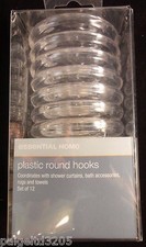 Essential Home Plastic Round Hooks Set of 12 / Clear