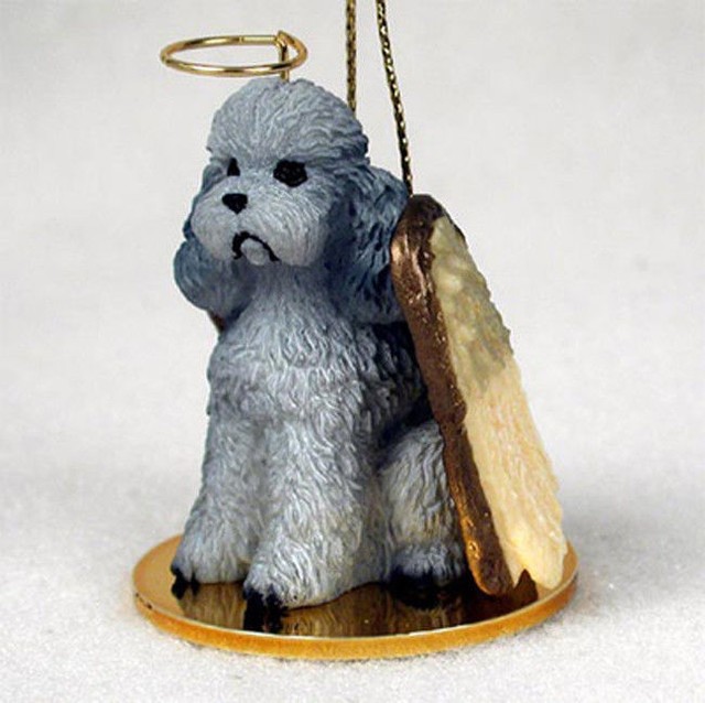 Poodle Ornament Angel Figurine Hand Painted Gray Sport Cut eBay