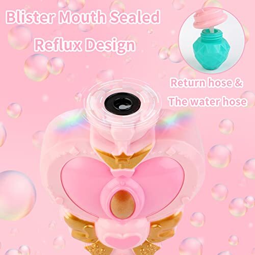 Bubble Wand for Kids, Princess Heart Bubble Machine Blower Maker Wand with Pink - Bild 6 von 7
