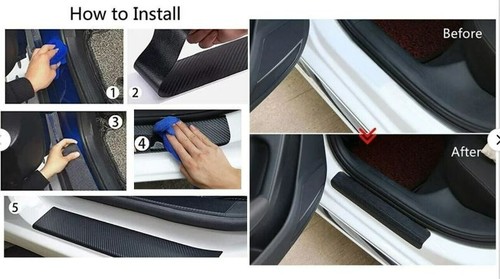 FIAT 500 (400mm LONG) CARBON VINYL FILM DECALS DOOR SILL PROTECTORS - FT009D - Picture 7 of 8