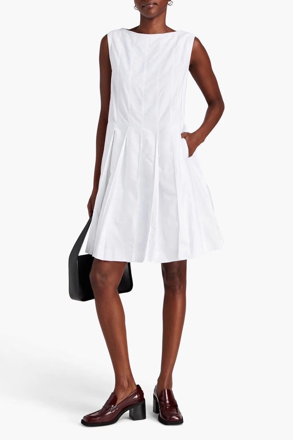 Mini abito Oxford THOM BROWNE NUOVO CON ETICHETTE cotone a pieghe taglia 40 bianco