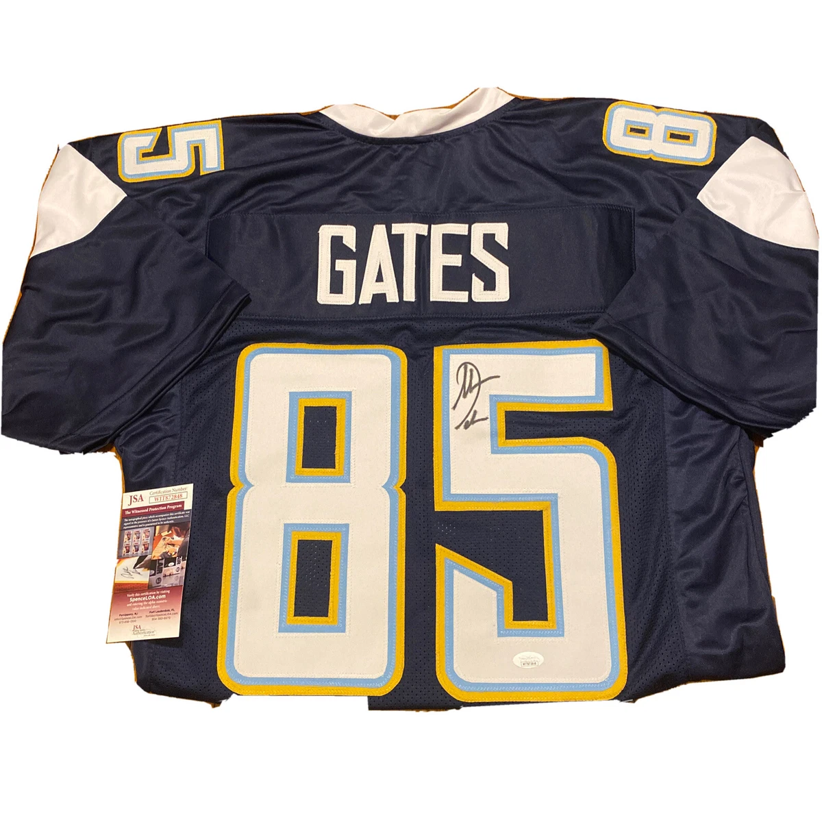 ANTONIO GATES SIGNED AUTOGRAPHED SAN DIEGO CHARGERS CUSTOM JERSEY JSA COA