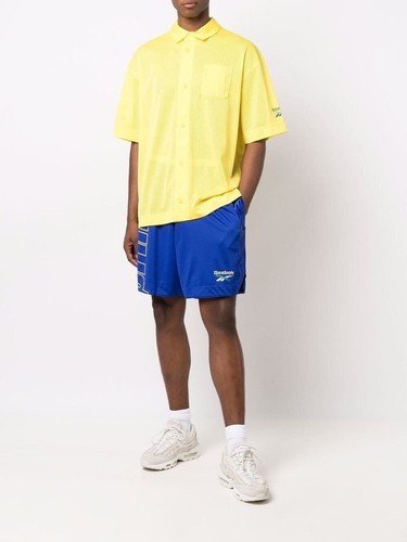 Mens Reebok Prince X Short Sleeve Polo Shirt Size M Yellow Green Blue H59882 - Picture 3 of 24