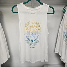 NEW Spiritual Gangster Jade Muscle Tank Top Be The Light Radiate Love White XS