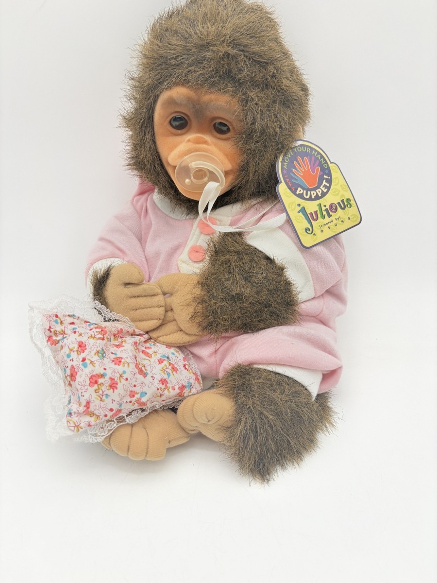 HOSUNG Monkey Puppet Pink Plush Julious Realistic Chimp Baby Doll