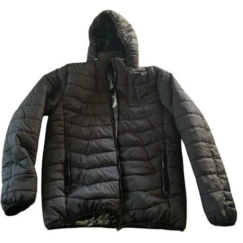 Black Heated Puffer Jacket w/ Hood – Waterproof Winter Coat – Rechargeable