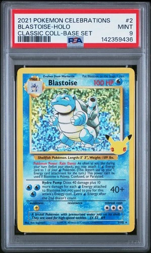 PSA 9 MINT Blastoise Celebrations Classic Collection Holo Pokemon Card 2/102