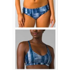 NWT Prana Bikini Blue Marina Swim Top Marta Swim Bottom Blue Design XL
