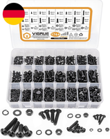Vigrue 1744PCS M2 M3 M4 M5 Schrauben Set,Kohlenstoffstahl Schwarz Und Muttern Un
