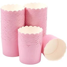 Scalloped Baking Cups Sachet Pink 50 Count Oven Safe Cupcake Muffin Cases
